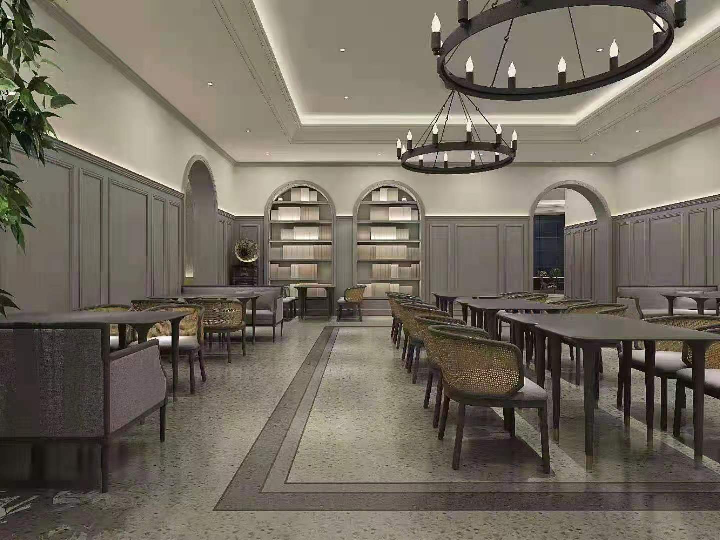 餐廳水磨石地面效果圖片